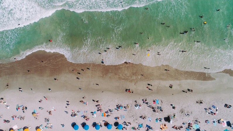 Beach with coolers