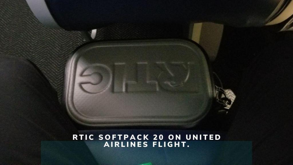 rtic soft cooler in a plane