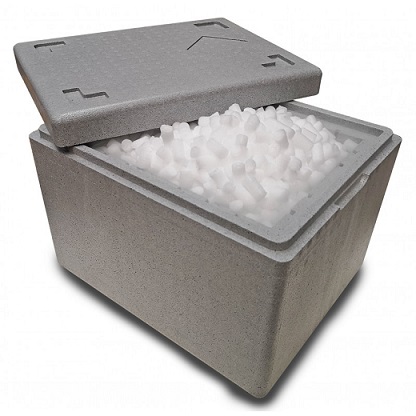 dry ice in a cooler box